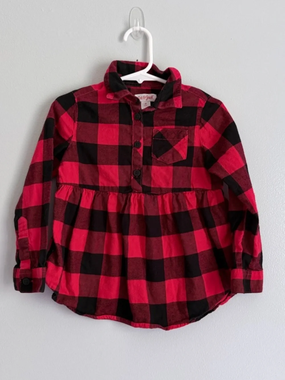 Cat & Jack Red and Black Plaid Button Down Shirt
